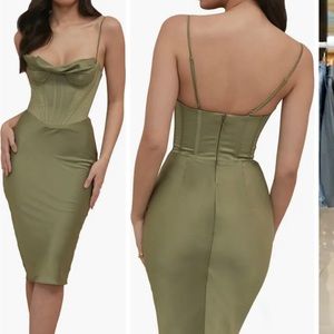 house of cb green corset dress